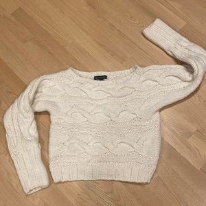 INC cropped horizontal cable sweater